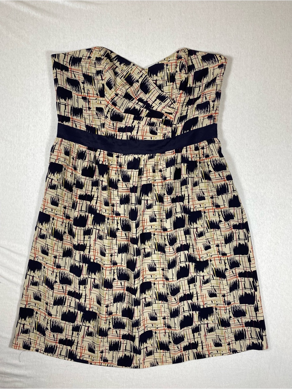 Burlapp Anthropologie Blurred Shapes Silk Strapless Dress Size 12